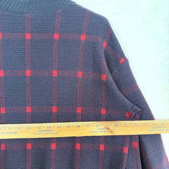 Porridge Anthropologie Mock Neck Plaid Pullover Cropped Sweater Womens S Blue - Picture 5 of 7